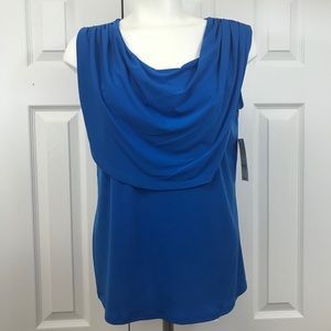 Kim Rogers Layered Tank Top Blouse Scoop Neck Blue